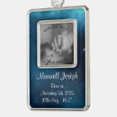 天空深いブルーアウタスペース誕生記念 シルバープレートフレームオーナメント (左)