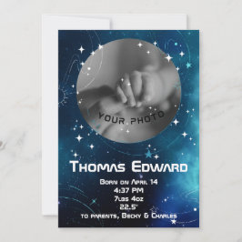 天空深いブルーアウタースペース生まれたばかりの誕生 案内状