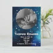 天空深いブルーアウタースペース生まれたばかりの誕生 案内状 (スタンド正面)