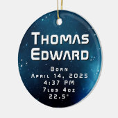 天空深いブルー宇宙誕生発表 セラミックオーナメント (左)