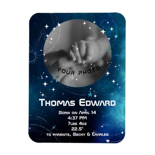 天空深いブルー宇宙誕生発表 マグネット (縦)