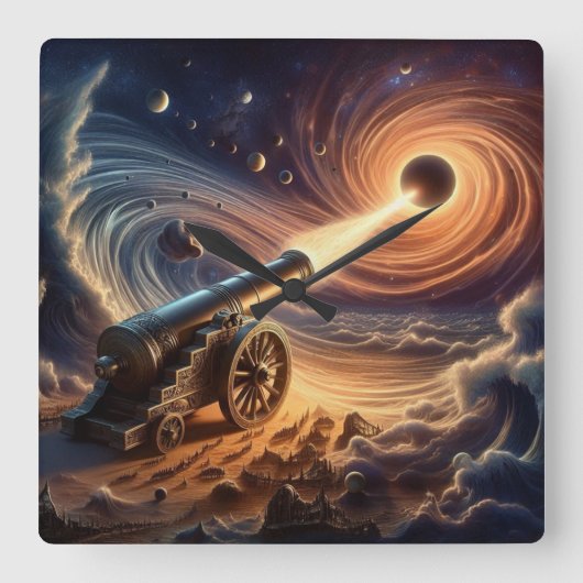 天空砲：宇宙エネルギーの爆発 スクエア壁時計 (正面)