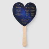 天空結婚式 プログラム金ゴールドスターズムーンエレガント ハンドファン (裏面)