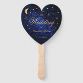 天空結婚式 プログラム金ゴールドスターズムーンエレガント ハンドファン (正面)