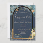 天空金ゴールドサンアンドムーン金ゴールドグリッター 招待状 (正面)