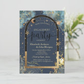 天空金ゴールドサンムーン金ゴールドグリッター婚約 招待状 (スタンド正面)