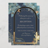 天空金ゴールドサンムーン金ゴールドグリッター 招待状 (正面/裏面)