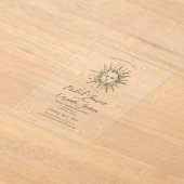 天空金ゴールドサン、スターズネイビーブルーブライダルシャワー アクリル招待状 (レイダウン)