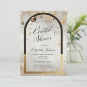 天空金ゴールドスターサンムーン銀河系ブライダルシャワー 招待状 (スタンド正面)