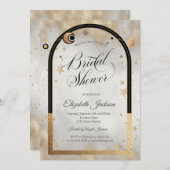 天空金ゴールドスターサンムーン銀河系ブライダルシャワー 招待状 (正面/裏面)