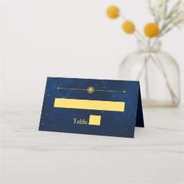 天空金ゴールドスターズミッドナイトブルーロマンチック プレイスカード