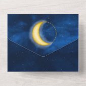 天空金ゴールドスターズミッドナイトブルーロマンティックオールイン オールインワン招待状 (裏面)