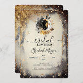 天空金ゴールドスターズムーンズダークブライダルルンチョン 招待状 (正面/裏面)