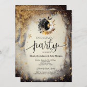 天空金ゴールドスタームーンズダーク婚約 招待状 (正面/裏面)