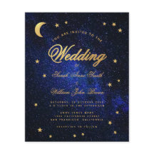 天空金ゴールドスタームーンバジェット結婚式招待状