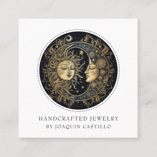 天空金ゴールドブラックサンムーンジュエリーデザイナー スクエア名刺 (正面)