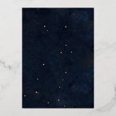 天空金ゴールドムーンスターズフローラエレガントな結婚式 箔招待状 (裏面)