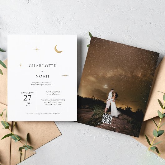 天空金ゴールドムーンスターズ写真QRコード結婚ズ