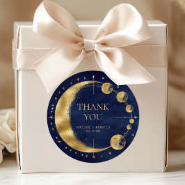 天空金ゴールドムーンフェイズ結婚の皆様に感謝 ラウンドシール