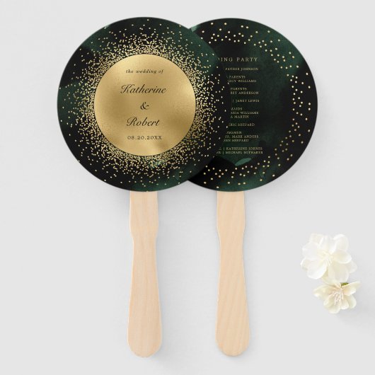 天空金ゴールドムーン結婚式 プログラムハンドファン ハンドファン (正面&裏面)