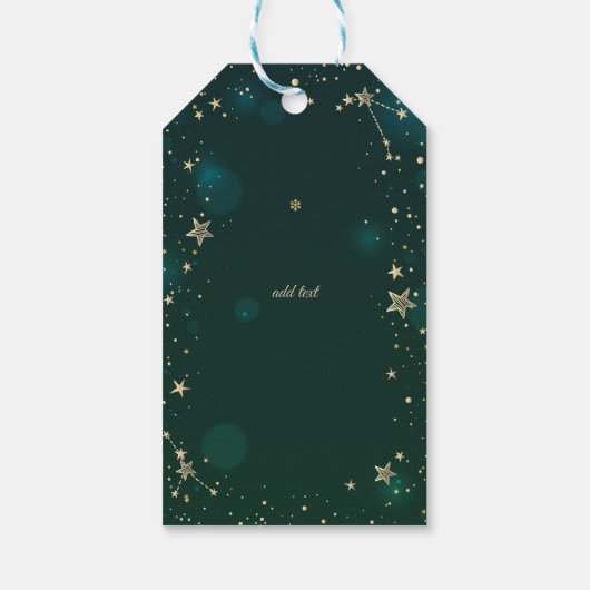 天空金ゴールド太陽と月の星の緑 ギフトタグ (裏面)