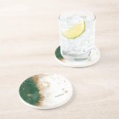 天空金ゴールド太陽と月の星の緑 コースター (側面)