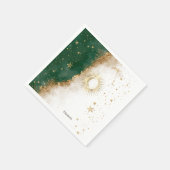 天空金ゴールド太陽と月の星の緑 スタンダードカクテルナプキン (角)