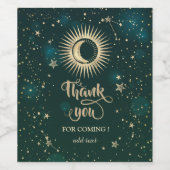 天空金ゴールド太陽と月の星の緑 ワインラベル (シングルラベル)