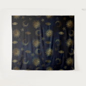 天空金ゴールド太陽ムーンスターズ タペストリー (正面(横))