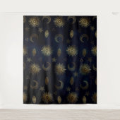 天空金ゴールド太陽ムーンスターズ タペストリー (正面)