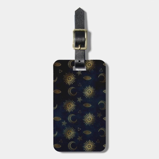天空金ゴールド太陽ムーンスターズ ラゲッジタグ (正面縦)