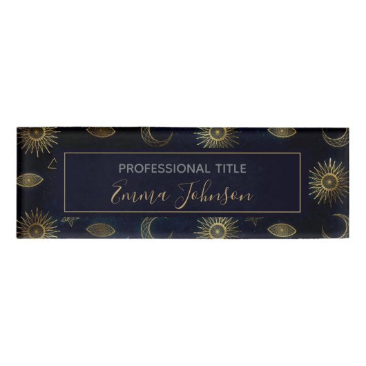 天空金ゴールド太陽ムーンスターズ 名札 (正面)