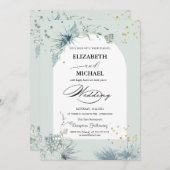 天空金ゴールド星太陽結婚月 招待状 (正面/裏面)