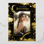 天空金ゴールド星月夜キンセアニェラ写真 箔招待状 (正面)