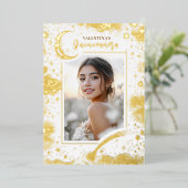 天空金ゴールド星月夜キンセアニェラ写真 箔招待状 (立ち正面)