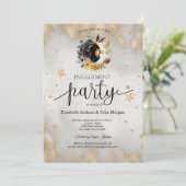 天空金ゴールド星月花婚約 招待状 (スタンド正面)