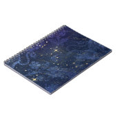 天空金ゴールド星青フローラフェックフェード文字 ノートブック (左側)