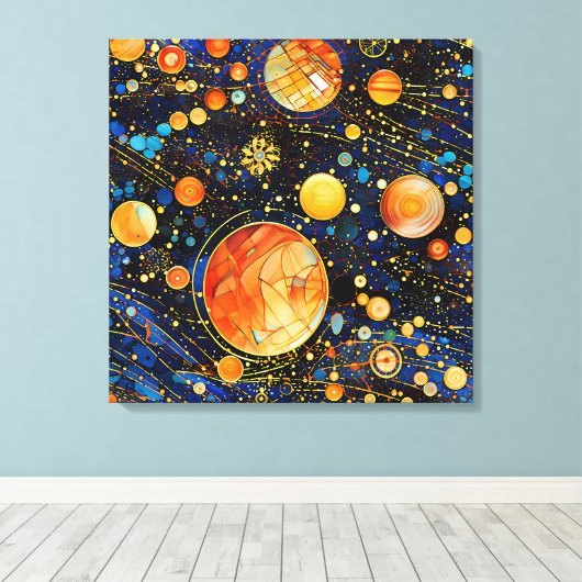 天空金ゴールド銀河系キャンバスアート キャンバスプリント (インサイチュ (ウッドフロア))