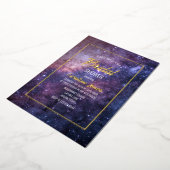 天空銀河系スカイフレームゴールドフォイルブライダルシャワー 箔招待状 (回転した状態)