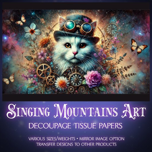 天空銀河系フローラステームパンクキャットデカップージ 薄葉紙