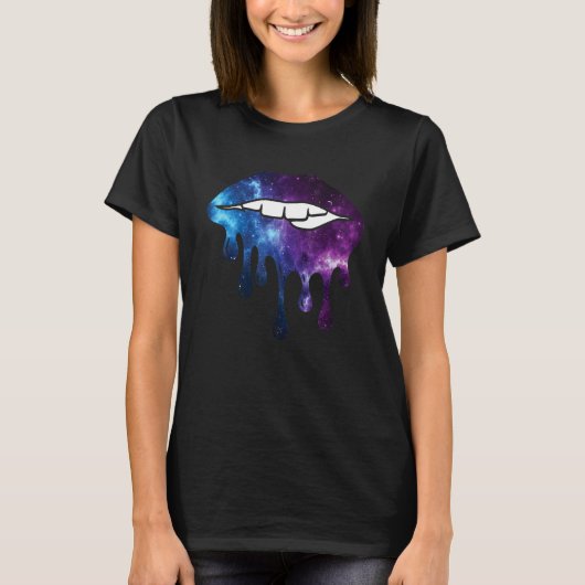 天空銀河系リップウィメンズ Tシャツ (正面)