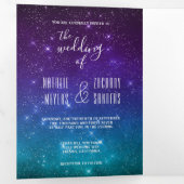 天空銀河系夜空の星の写真結婚の 三つ折り招待状 (内部最初)