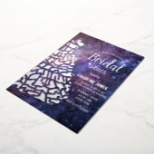 天空銀河系銀箔ドレスブライダルシャワー 箔招待状 (回転した状態)