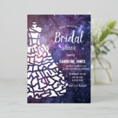 天空銀河系銀箔ドレスブライダルシャワー 箔招待状 (立ち正面)