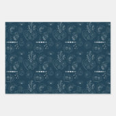 天空魔法ウィッチー金ゴールドグレイ&ブルー ラッピングペーパーシート (正面3)