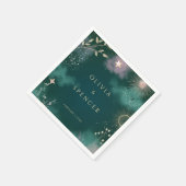 天空魔法ムーン&スターズエメラルド結婚ズ スタンダードカクテルナプキン (角)