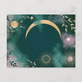 天空魔法ムーン&スターズエメラルドQRコードRSVP エンクロージャーカード (裏面)