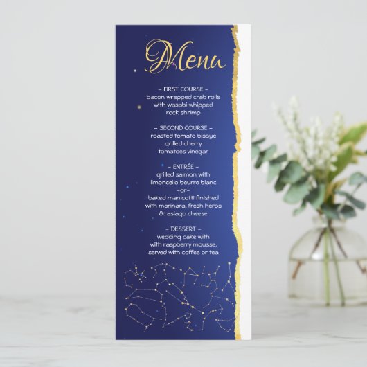 天空〔占星術の〕十二宮図スター結婚サインのメニューカード メニュー (スタンド正面)