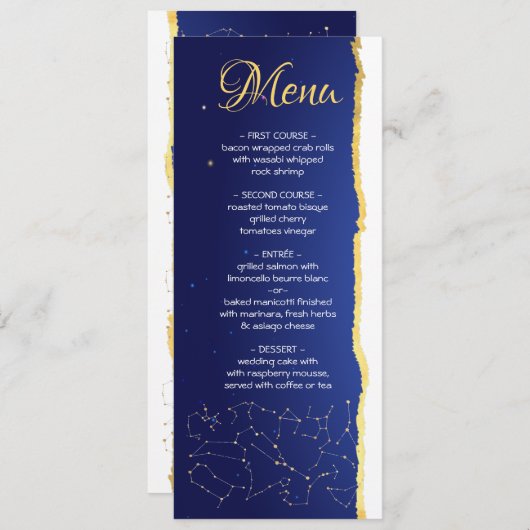 天空〔占星術の〕十二宮図スター結婚サインのメニューカード メニュー (正面/裏面)