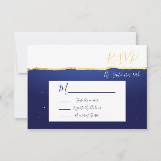 天空〔占星術の〕十二宮図ス結婚ターズ応答カードRSVP 出欠カード (正面)